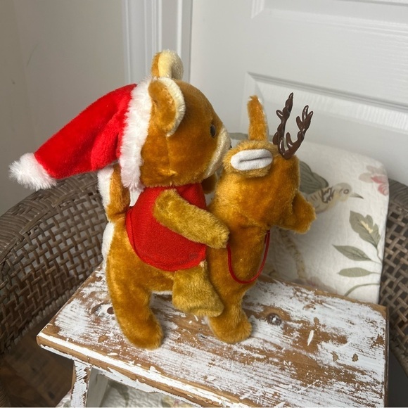 Vintage Musical Tree Mates Plush Christmas Bear on Rudolph - Picture 6 of 6